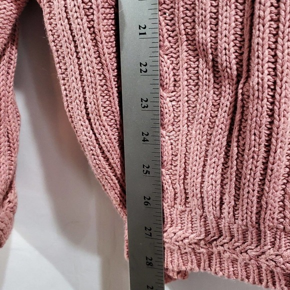 Vintage Casual Corner 80's Chunky Knit Ribbed V-Neck Pink Sweater Size Large - Picture 6 of 8